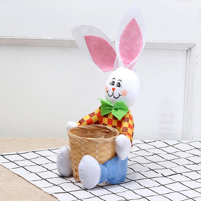 Flag Village Cute Bunny Basket Easter Eggs Candy Gift Box Storage Rabbit Bag Party Decoration Home Decoration Accessories Easter Decor