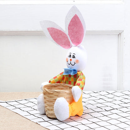 Flag Village Cute Bunny Basket Easter Eggs Candy Gift Box Storage Rabbit Bag Party Decoration Home Decoration Accessories Easter Decor