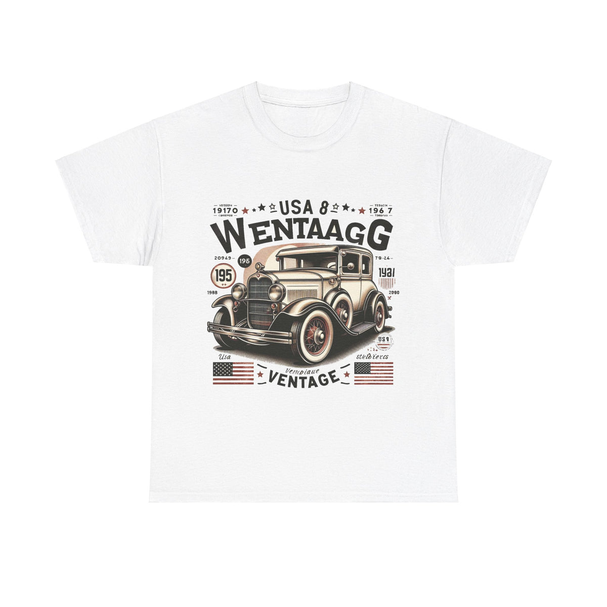 Flag Village USA Vintage Car Flag T-SHIRT Heavy Cotton Tee USA0017