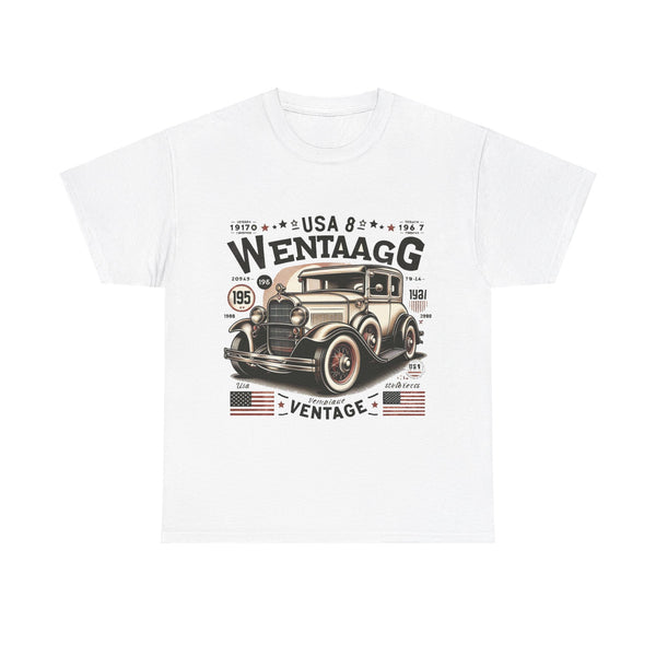Flag Village USA Vintage Car Flag T-SHIRT Heavy Cotton Tee USA0017