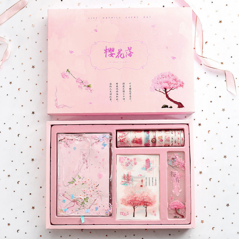 Flag Village Cute Creative Cherry Blossom Hand Ledger Gift Box Set
