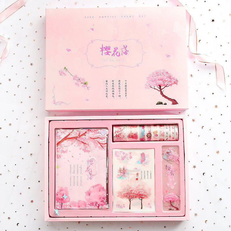 Flag Village Cute Creative Cherry Blossom Hand Ledger Gift Box Set