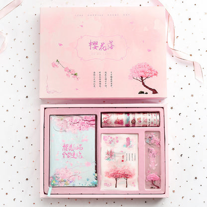 Flag Village Cute Creative Cherry Blossom Hand Ledger Gift Box Set