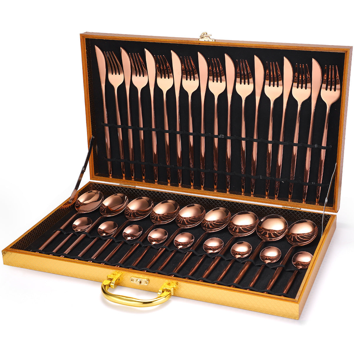 Flag Village 36-piece Stainless Steel Tableware Wooden Box Gift Box Set