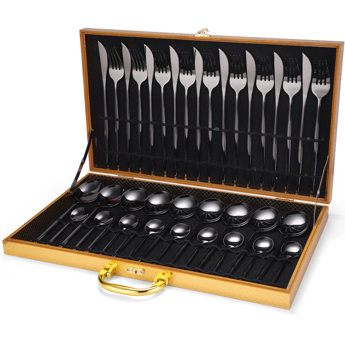 Flag Village 36-piece Stainless Steel Tableware Wooden Box Gift Box Set