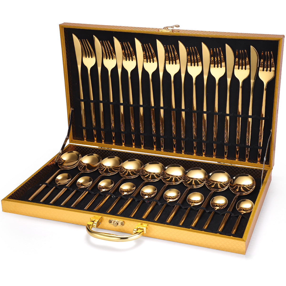 Flag Village 36-piece Stainless Steel Tableware Wooden Box Gift Box Set