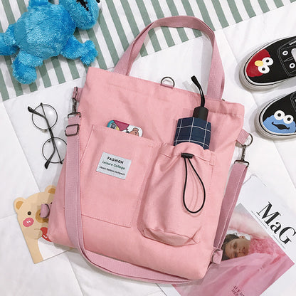 Flag Village Canvas Bags Handbag With Pockets Preppy Buckpack Shoulder Bag For Women