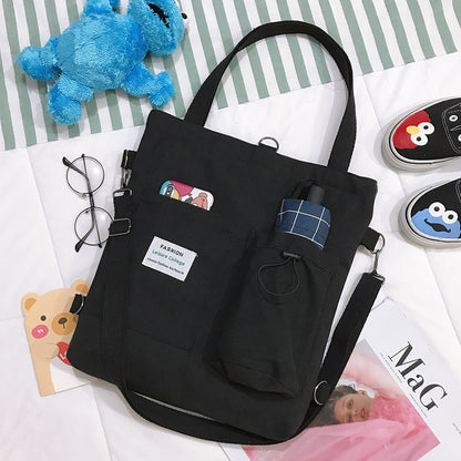 Flag Village Canvas Bags Handbag With Pockets Preppy Buckpack Shoulder Bag For Women