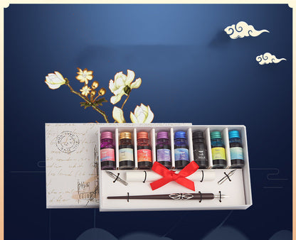 Flag Village Pen and Ink Gift Box Wooden Dip Pen Set