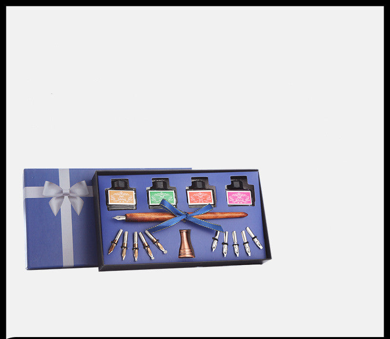 Flag Village Pen and Ink Gift Box Wooden Dip Pen Set