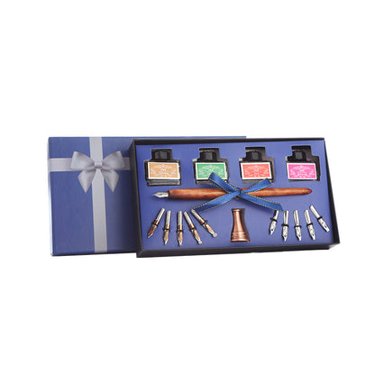 Flag Village Pen and Ink Gift Box Wooden Dip Pen Set