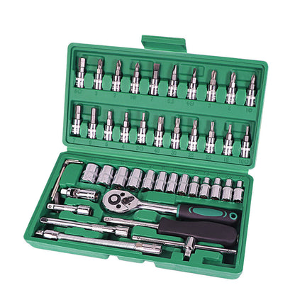 Flag Village Auto Tools Car Repair Tool 46pcs Inch Socket Set Car Repair Tool Ratchet Torque Wrench Combo Tools Kit Auto Repairing Tool Set