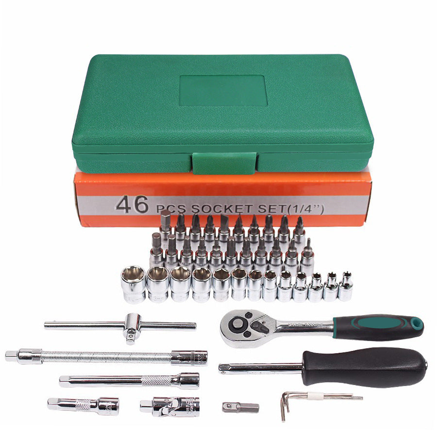 Flag Village Auto Tools Car Repair Tool 46pcs Inch Socket Set Car Repair Tool Ratchet Torque Wrench Combo Tools Kit Auto Repairing Tool Set