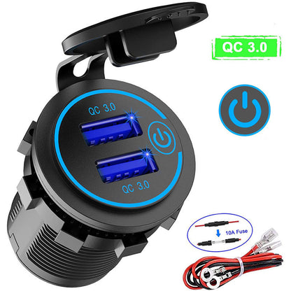 Flag Village Auto Tools Motorcycle Boat  Car Charger Dual  Fast Charge Modified Car Charger