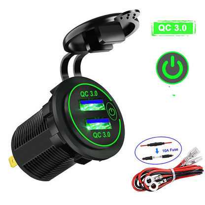 Flag Village Auto Tools Motorcycle Boat  Car Charger Dual  Fast Charge Modified Car Charger