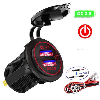 Flag Village Auto Tools Motorcycle Boat  Car Charger Dual  Fast Charge Modified Car Charger