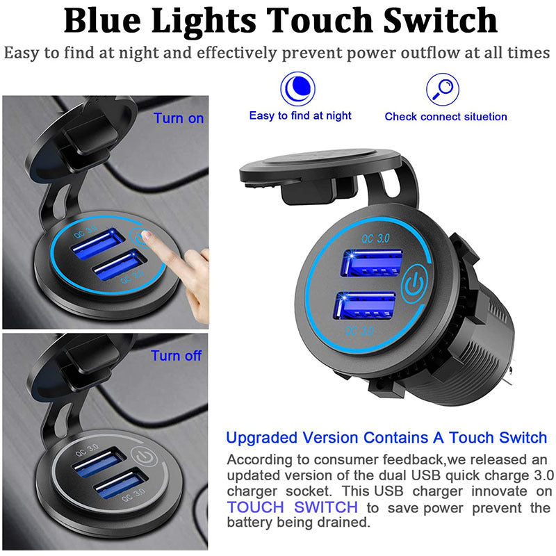 Flag Village Auto Tools Motorcycle Boat  Car Charger Dual  Fast Charge Modified Car Charger