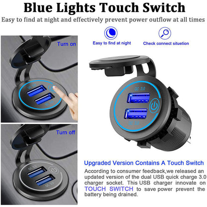 Flag Village Auto Tools Motorcycle Boat  Car Charger Dual  Fast Charge Modified Car Charger