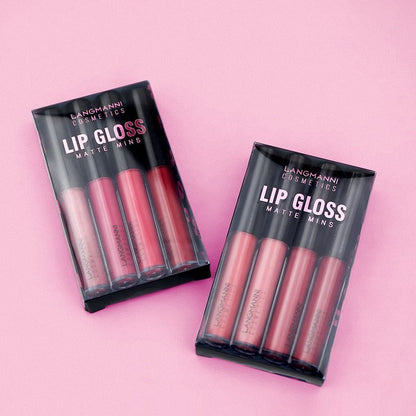 Flag Village Langmanni 4 Lip Gloss Long Lasting Matte Set Gift Box