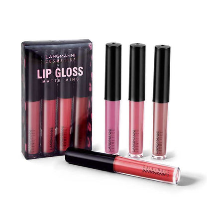 Flag Village Langmanni 4 Lip Gloss Long Lasting Matte Set Gift Box