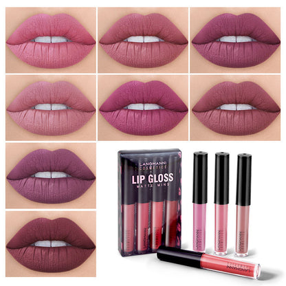 Flag Village Langmanni 4 Lip Gloss Long Lasting Matte Set Gift Box