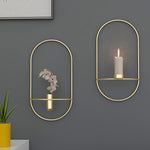 Flag Village 3D Metal Candle Holder Geometric Round Candlestick Wall Mounted Crafts Wedding Table Home Deco Party Festival Decoration Gifts