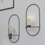 Flag Village 3D Metal Candle Holder Geometric Round Candlestick Wall Mounted Crafts Wedding Table Home Deco Party Festival Decoration Gifts