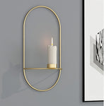 Flag Village 3D Metal Candle Holder Geometric Round Candlestick Wall Mounted Crafts Wedding Table Home Deco Party Festival Decoration Gifts