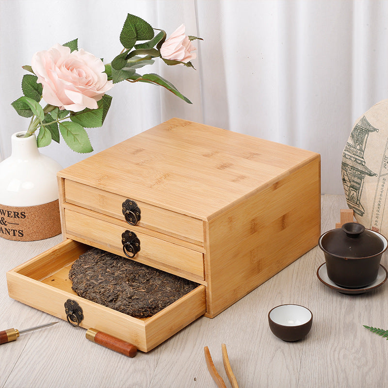 Flag Village Tea Cake Box Wooden Tea Gift Box Packing Box Of Pu 'Er Tea Cake