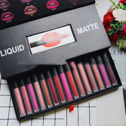 Flag Village Long Lasting Waterproof Lipstick 16 Gift Box Lip Gloss