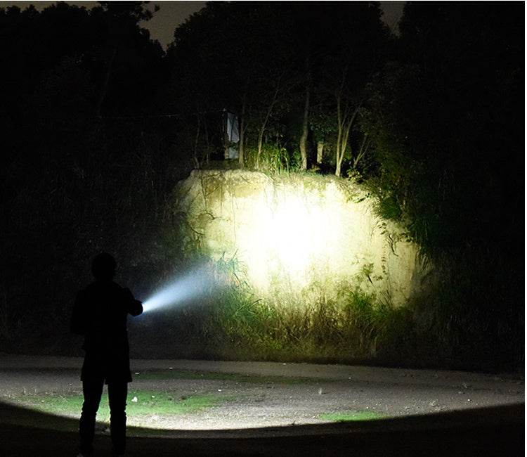 Flag Village Super Bright Flashlight Zoomable USB Rechargeable Electric Torch 5 Modes Torch Outdoor Fishing Waterproof