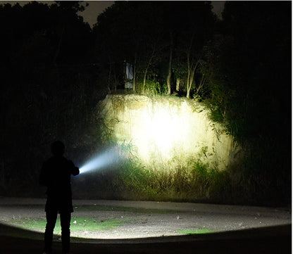 Flag Village Super Bright Flashlight Zoomable USB Rechargeable Electric Torch 5 Modes Torch Outdoor Fishing Waterproof