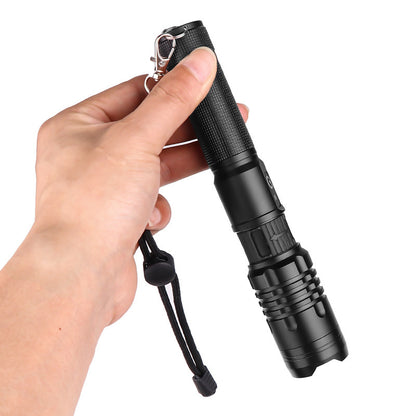 Flag Village Super Bright Flashlight Zoomable USB Rechargeable Electric Torch 5 Modes Torch Outdoor Fishing Waterproof
