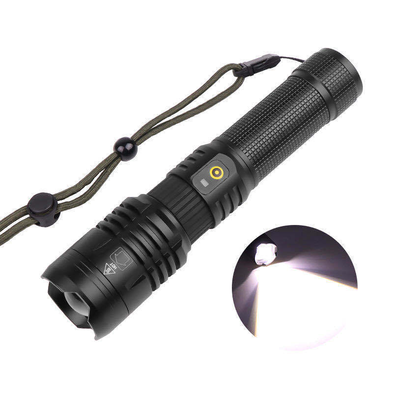 Flag Village Super Bright Flashlight Zoomable USB Rechargeable Electric Torch 5 Modes Torch Outdoor Fishing Waterproof