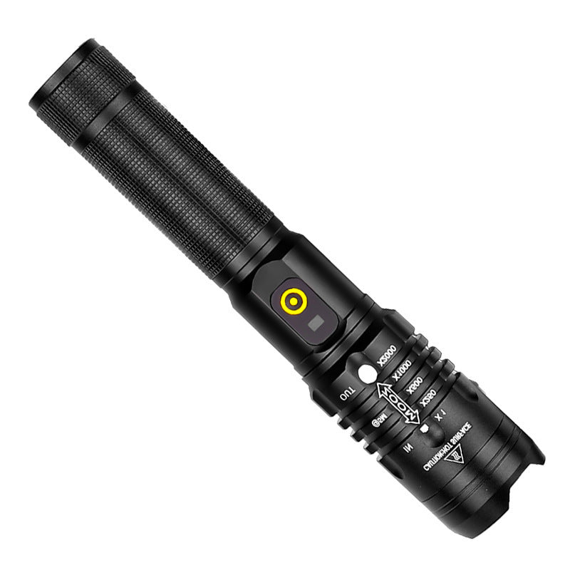Flag Village Super Bright Flashlight Zoomable USB Rechargeable Electric Torch 5 Modes Torch Outdoor Fishing Waterproof