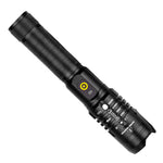 Flag Village Super Bright Flashlight Zoomable USB Rechargeable Electric Torch 5 Modes Torch Outdoor Fishing Waterproof