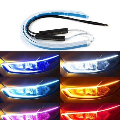 Flag Village Auto Tools Led DRL Car Daytime Running Lights Flexible Waterproof Auto Turn Signal Yellow Brake Side Headlights Light Car Accessories