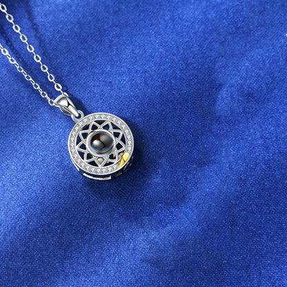 Flag Village Sun Moon Shape Couple Personalized Necklaces Wedding Birthday Jewelry  Languages I Love You Projection Pendant Necklace Gifts