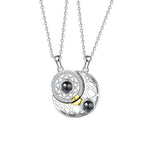 Flag Village Sun Moon Shape Couple Personalized Necklaces Wedding Birthday Jewelry  Languages I Love You Projection Pendant Necklace Gifts