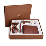 Flag Village Business Gift Set Fashion Glasses Quartz Watch Multi-Card Wallet Father's Day Business Gift Box