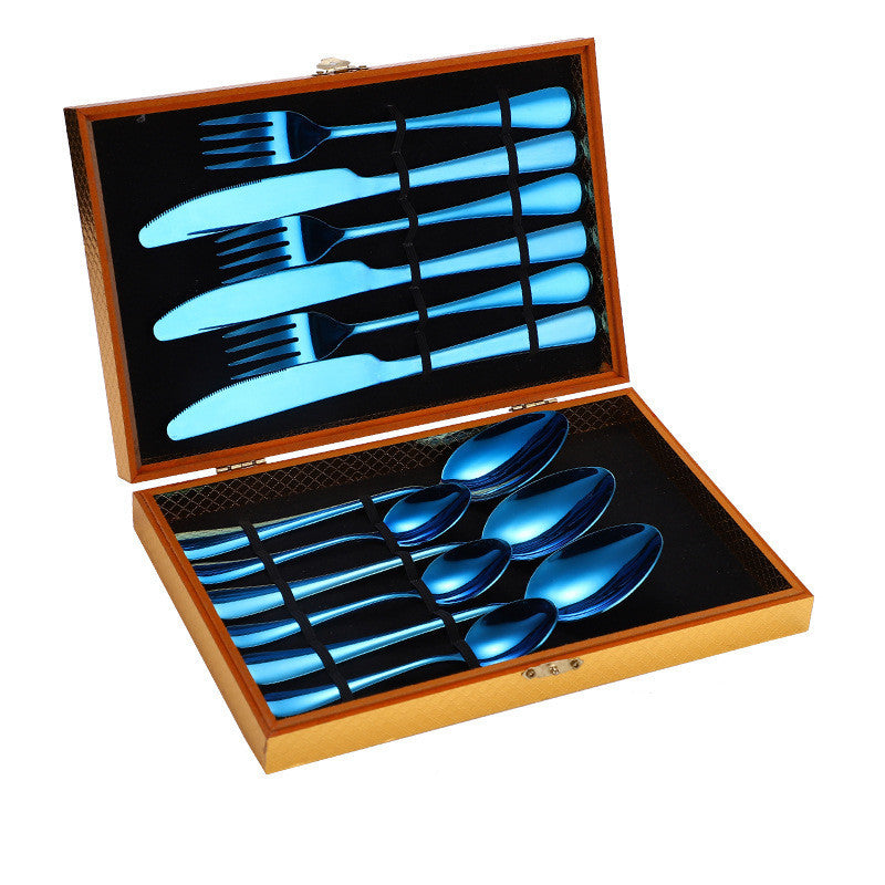 Flag Village Stainless Steel Steak Cutlery Set Western Cutlery Cutlery Set Gift Box Wooden Box Cutlery