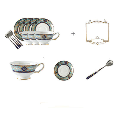Flag Village European-Style Bone China Hotel Coffee Cup And Saucer Set Flower Teapot British Afternoon Tea Cup Gift Box Customized Logo Gift