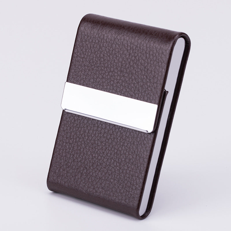 Flag Village Business Fashion Male Stainless Steel Thick Cigarette Case Anti-pressure Sticker PU Office Gift Box