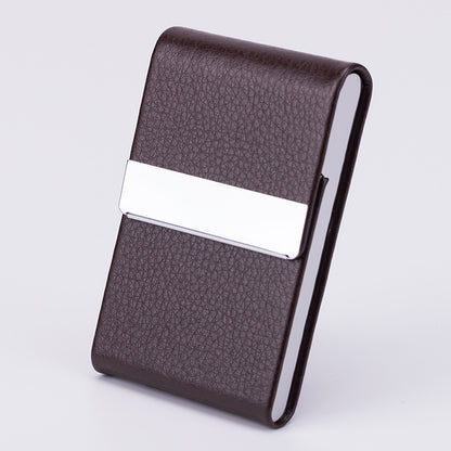 Flag Village Business Fashion Male Stainless Steel Thick Cigarette Case Anti-pressure Sticker PU Office Gift Box