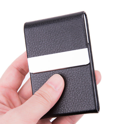 Flag Village Business Fashion Male Stainless Steel Thick Cigarette Case Anti-pressure Sticker PU Office Gift Box