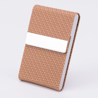 Flag Village Business Fashion Male Stainless Steel Thick Cigarette Case Anti-pressure Sticker PU Office Gift Box