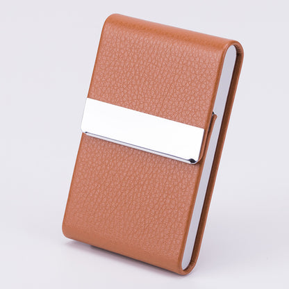 Flag Village Business Fashion Male Stainless Steel Thick Cigarette Case Anti-pressure Sticker PU Office Gift Box