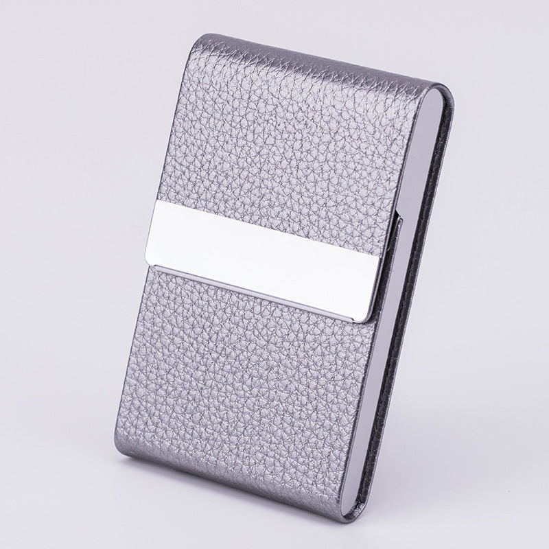 Flag Village Business Fashion Male Stainless Steel Thick Cigarette Case Anti-pressure Sticker PU Office Gift Box