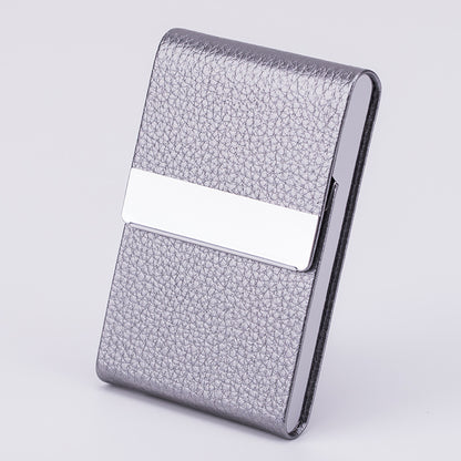 Flag Village Business Fashion Male Stainless Steel Thick Cigarette Case Anti-pressure Sticker PU Office Gift Box