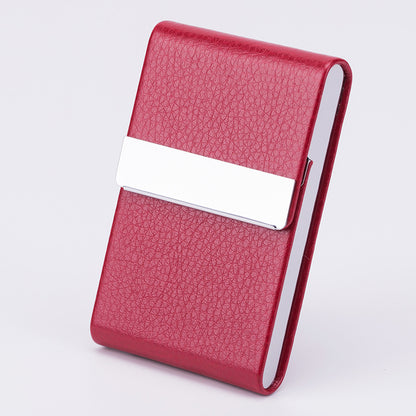 Flag Village Business Fashion Male Stainless Steel Thick Cigarette Case Anti-pressure Sticker PU Office Gift Box